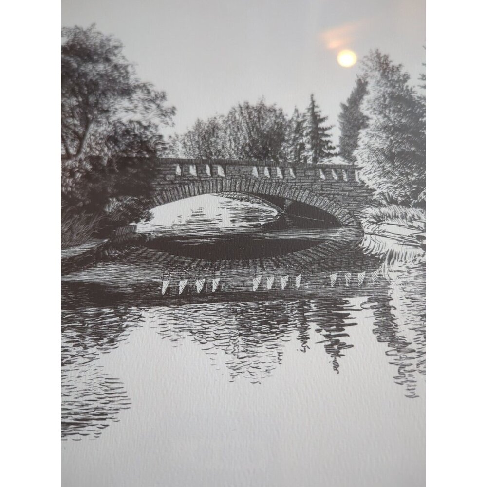 Vtg 1980 Sylvia Rudolph Minnehaha Creek Signed Ink Original Wood Framed 22x18 - Picture 10 of 13